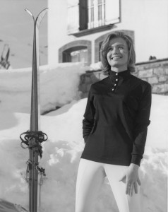 Nome Obermeyer modeling skiwear in the 1960s.