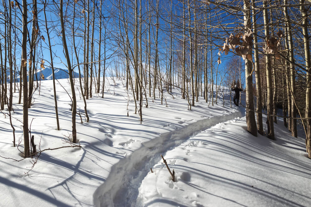 One of the five groomed snowshoe trails at the Sun Valley Ski & Snowshoe Center in Idaho.