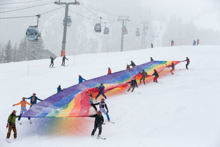 Gay Ski Week Rainbow Banner