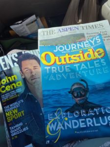 A few magazines and an Aspen Times newspaper for some light reading during a road trip.